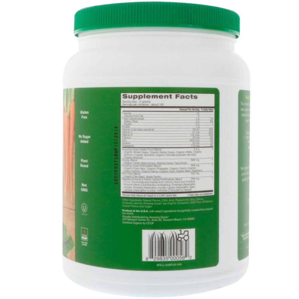 Amazing Grass, Green Superfood, Energy, Lemon Lime, 24.7 oz (700 g) - Imagem 2