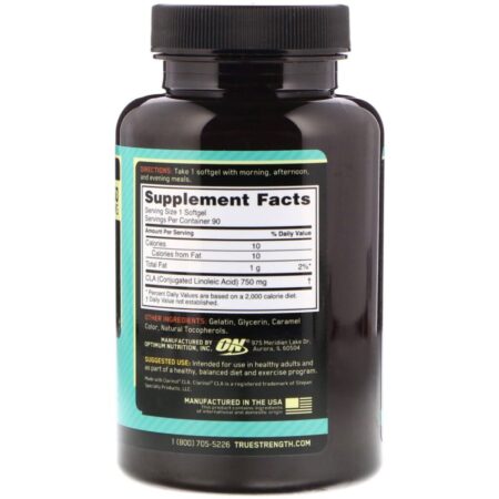 Optimum Nutrition, CLA , 750 mg, 90 Cápsulas em gel — foto 2