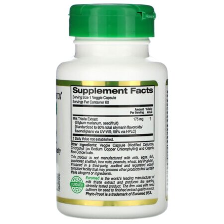 California Gold Nutrition, EuroHerbs, Extrato de Cardo Mariano, 80% Silimarina, 175 mg, 60 Cápsulas Vegetais - Imagem 2