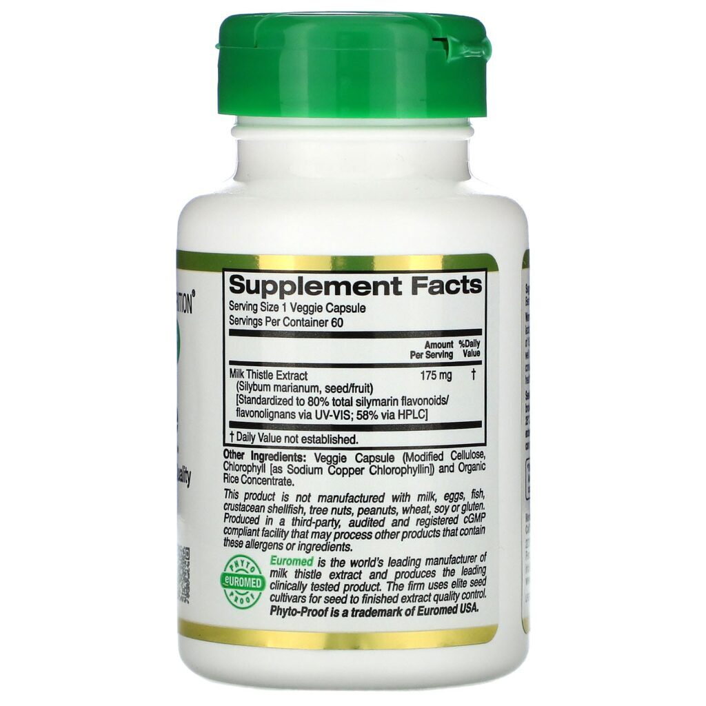 California Gold Nutrition, EuroHerbs, Extrato de Cardo Mariano, 80% Silimarina, 175 mg, 60 Cápsulas Vegetais - Imagem 2