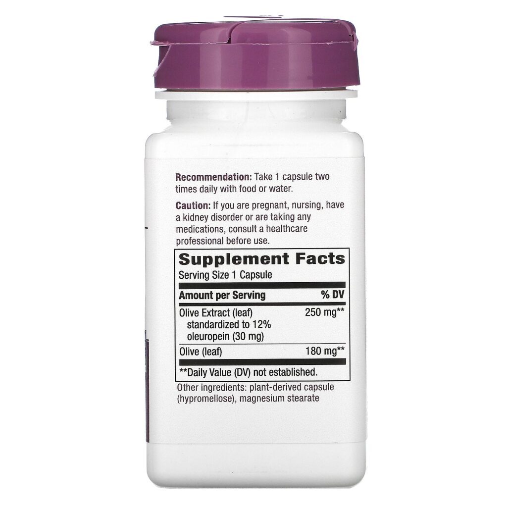 Nature's Way, Premium Extract, Olive Leaf, 250 mg, 60 Vegan Capsules - Imagem 2