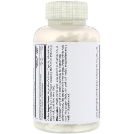 Solaray, Ácido Pantotênico, 500 mg, 250 Cápsulas Vegetais