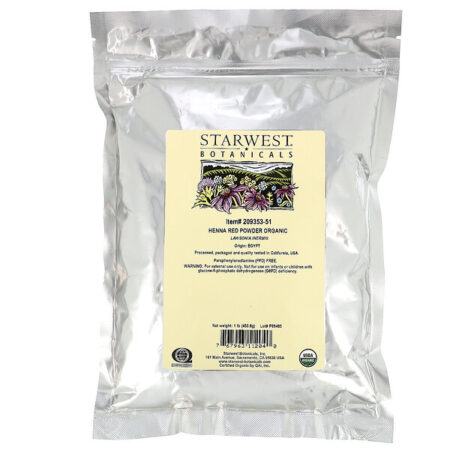 Starwest Botanicals, Henna Orgânica em Pó, Vermelha, 453,6 g (1 lb)