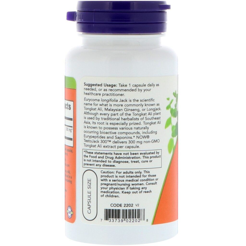 Now Foods, TestoJack 300, 60 Cápsulas Vegetais - Imagem 2