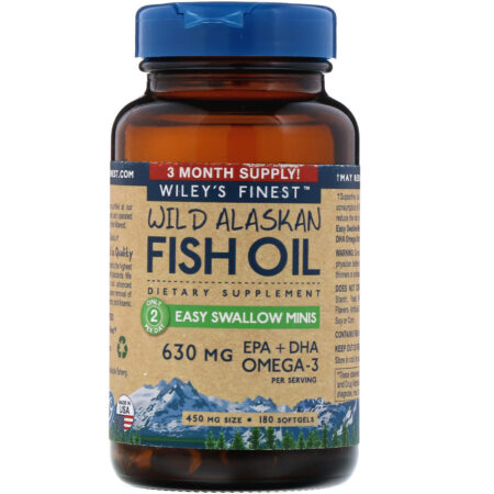 Wiley's Finest, Wild Alaskan Fish Oil, Easy Swallow Minis, 630 mg, 180 Softgels - Image 3