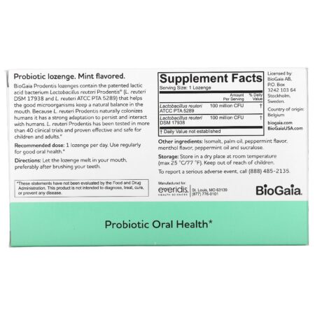 BioGaia, Prodentis For Gums And Teeth, Mint Flavor, 30 Lozenges - Image 2