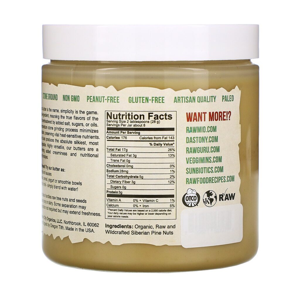 Dastony, Wild Pine Nut Butter, Organic, Raw & Stone Ground, 8 oz (227 g) - Imagem 2