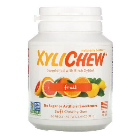 Xylichew, Naturalmente Adoçado com Xilitol de Bétula, Frutas, 60 Peças