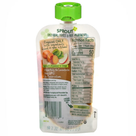 Sprout Organic, Organic Baby Food, Stage 2, Sweet Potato Apple Spinach, 3.5 oz ( 99 g) - Image 2