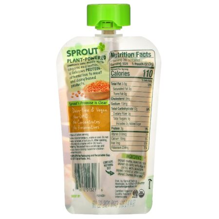 Sprout Organic, Baby Food, 8 Months & Up, Pumpkin, Apple, Red Lentil with Cinnamon, 4 oz (113 g) - Image 2