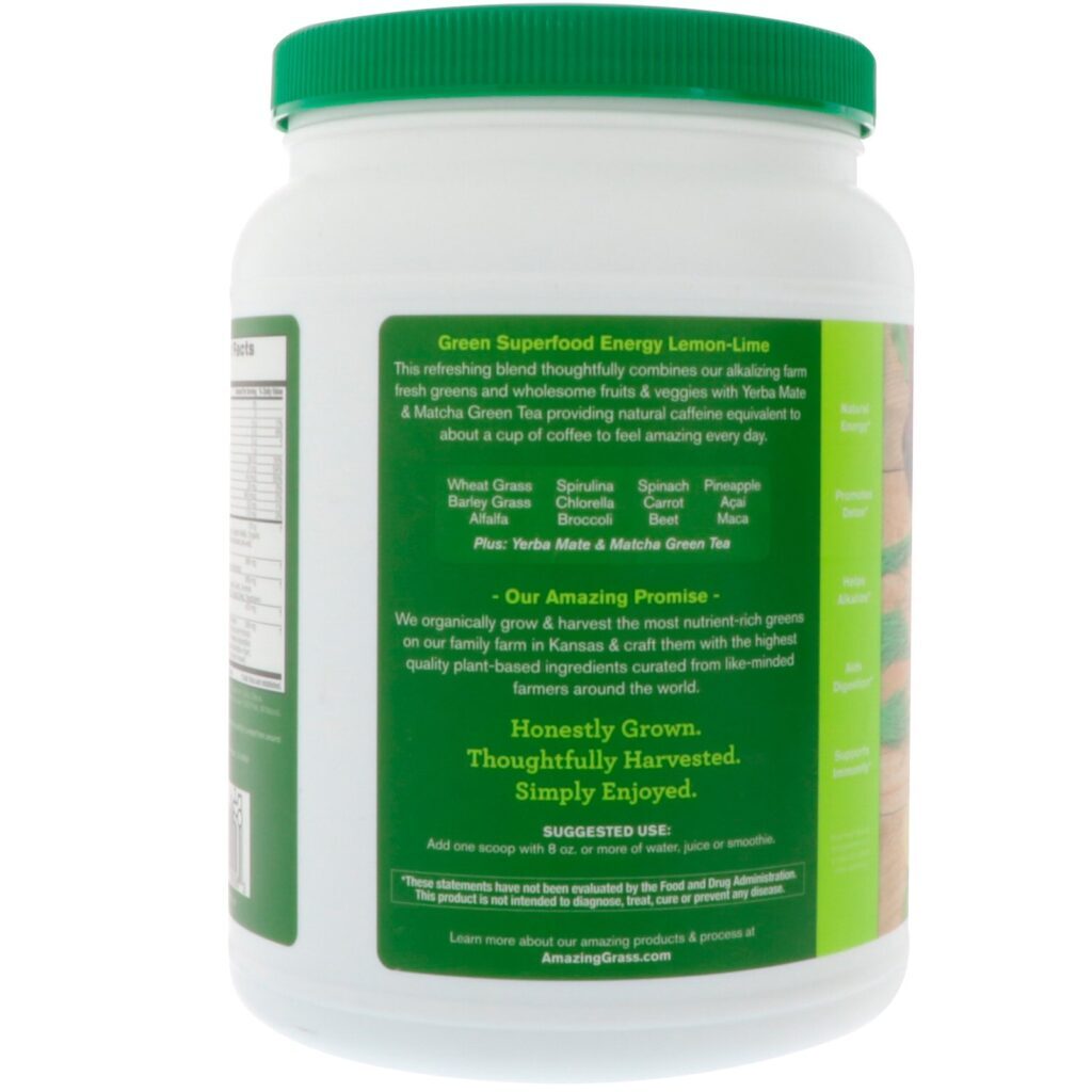 Amazing Grass, Green Superfood, Energy, Lemon Lime, 24.7 oz (700 g) - Imagem 3