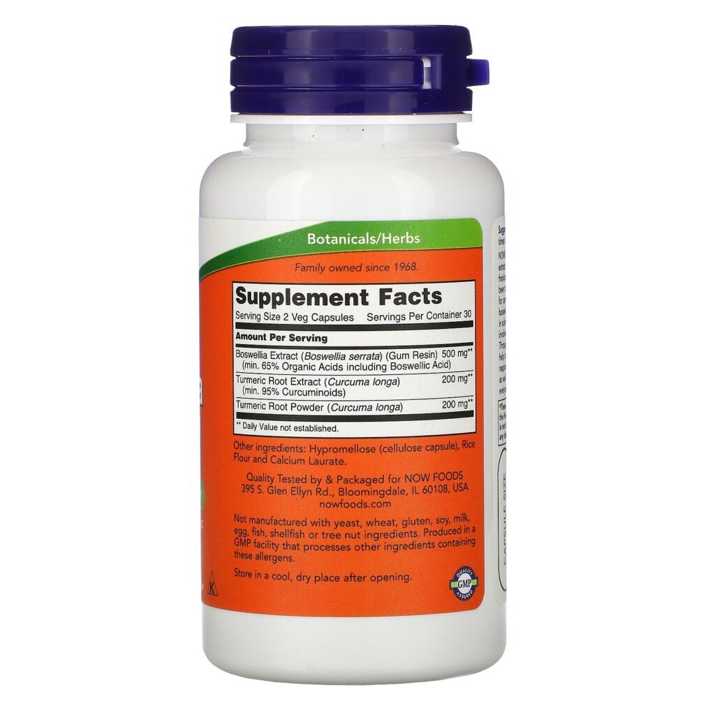 Now Foods, Boswellia Extract, 250 mg, 60 Veg Capsules - Imagem 2