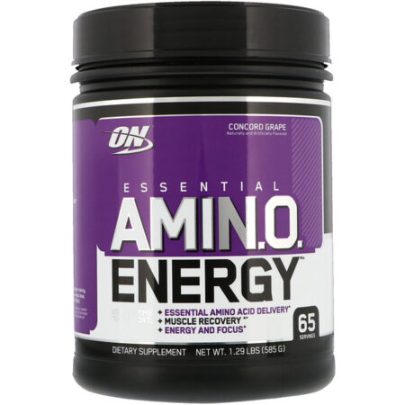 Optimum Nutrition, Amin.O. Essencial Energético, Uva Concórdia, 1,29 Lbs (585 g)