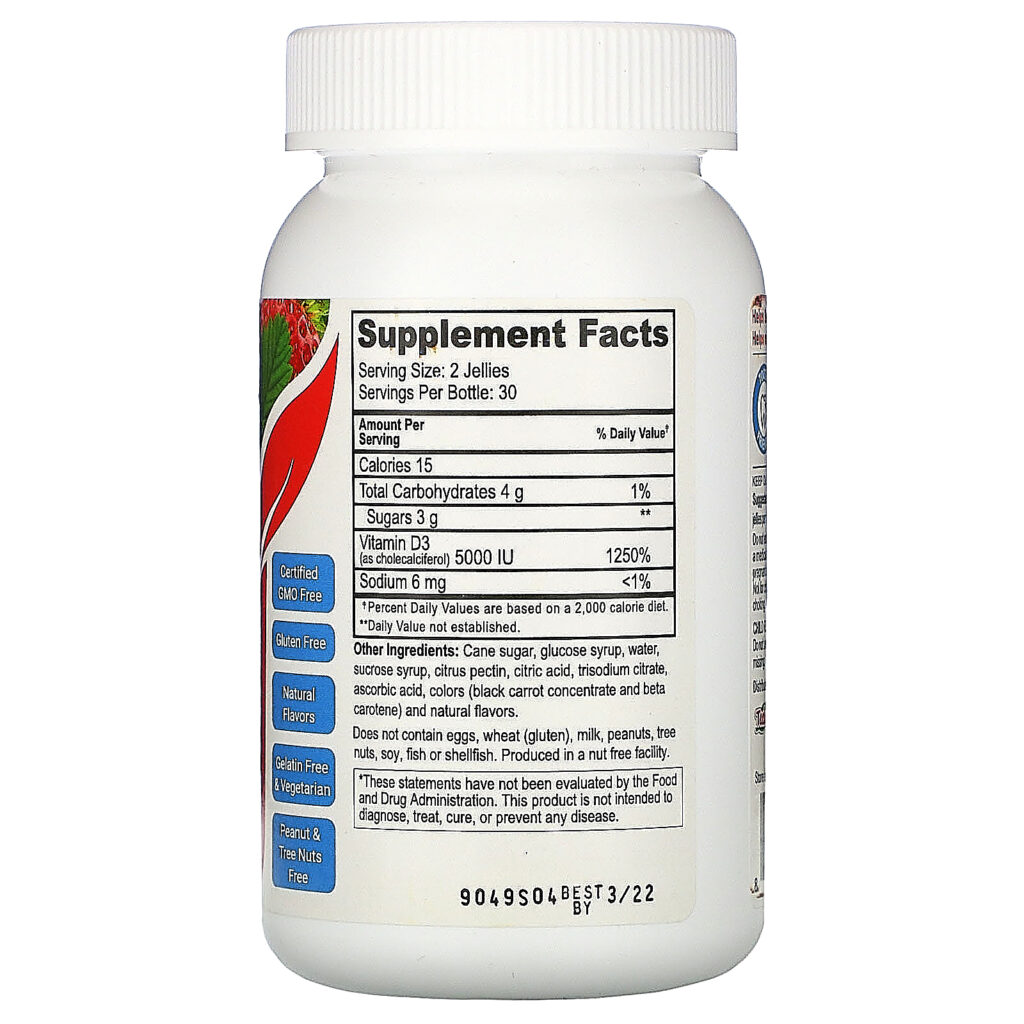 YumV's, Vitamin D, Mixed Berry Flavor, 5,000 IU, 60 Jellies - Imagem 2