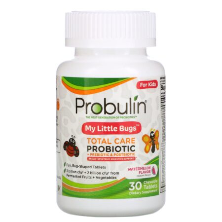 Probulin, For Kids, My Little Bugs, Total Care Probiotic + Prebiotic & Postbiotic, Watermelon , 30 Chewable Tablets - Image 3