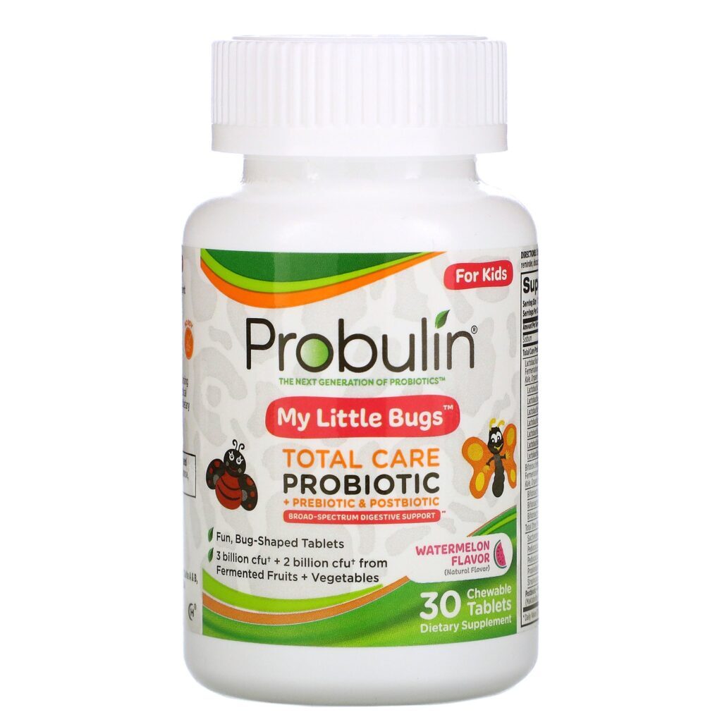 Probulin, For Kids, My Little Bugs, Total Care Probiotic + Prebiotic & Postbiotic, Watermelon , 30 Chewable Tablets - Imagem 3