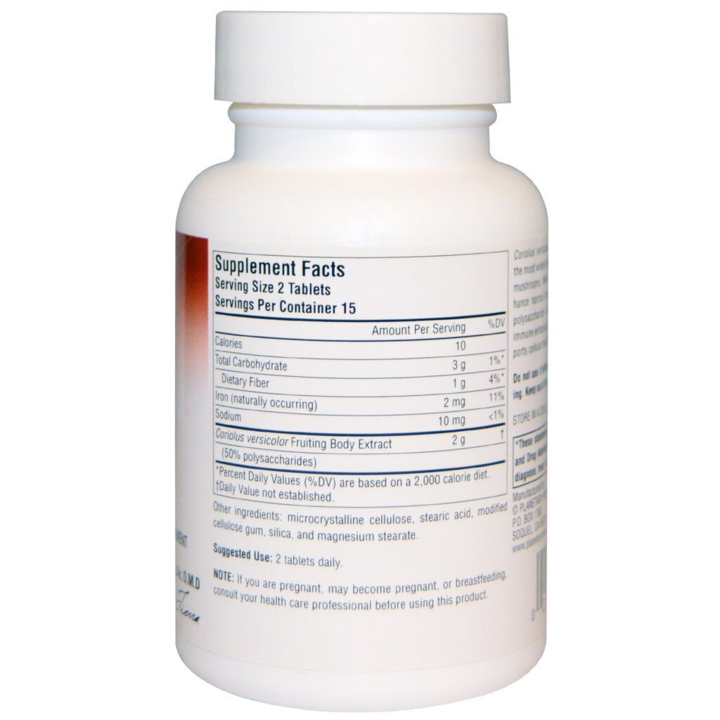 Planetary Herbals, Coriolus de Espectro Completo, 1.000 mg, 30 comprimidos - Imagem 2