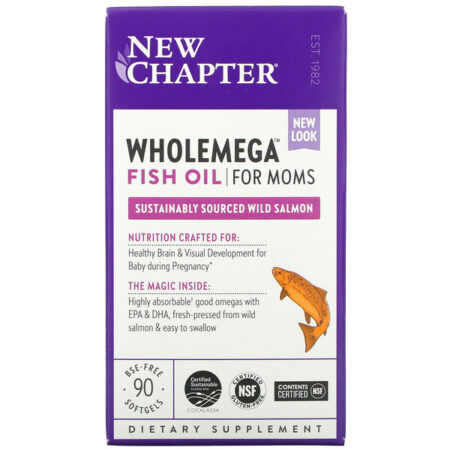 New Chapter, Wholemega for Moms Fish Oil, From Wild Alaskan Salmon, 500 mg, 90 Softgels