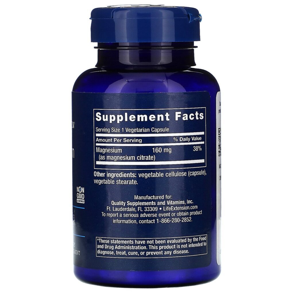 Life Extension, Magnésio, 160 mg, 100 Cápsulas Vegetarianas - Imagem 2