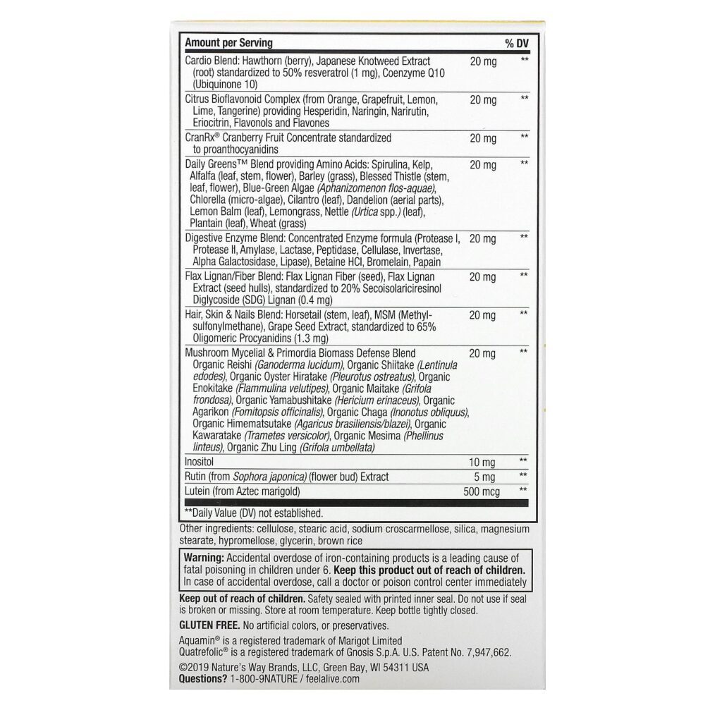 Nature's Way, Alive! Once Daily, Multivitamínico Ultra Potencial para Mulheres, 60 Comprimidos - Imagem 2