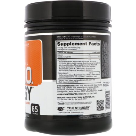 Optimum Nutrition, Energia de Aminoácidos Essenciais, Laranja Refrescante, 1.29 Lbs (585 g) - Image 2