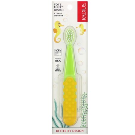 RADIUS, Totz Plus Toothbrush, 3+ Years, Extra Soft, Green/Yellow, 1 Toothbrush - Image 2