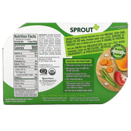 Sprout Organic, Veggie Power Bowl, 12 Months & Up, Veggies, Beans & Quinoa In A Mediterranean Veggie Sauce, 5 oz ( 142 g) - Image 2