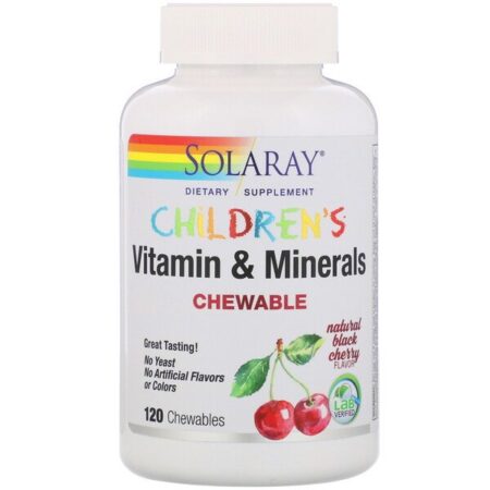 Solaray, Gomas Mastigáveis Infantis Feitas com Vitamina e Minerais, Sabor Natural de Cereja Preta, 120 Gomas Mastigáveis - Image 2