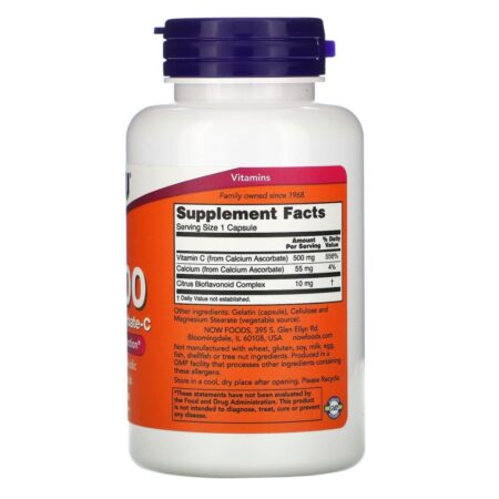 Now Foods, C- 500, Calcium Ascorbate- C, 100 Capsules - Imagem 2