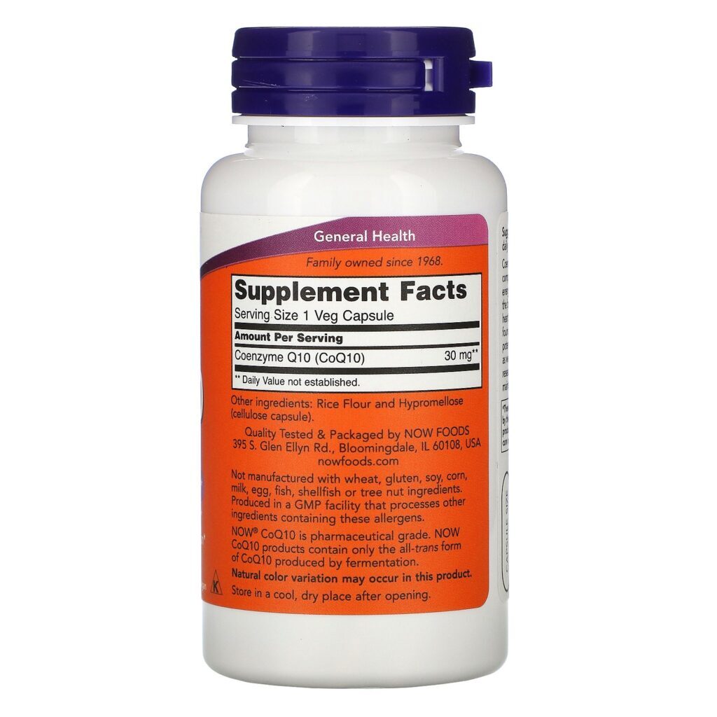 Now Foods, CoQ10, 30 mg, 60 Veg Capsules - Imagem 2