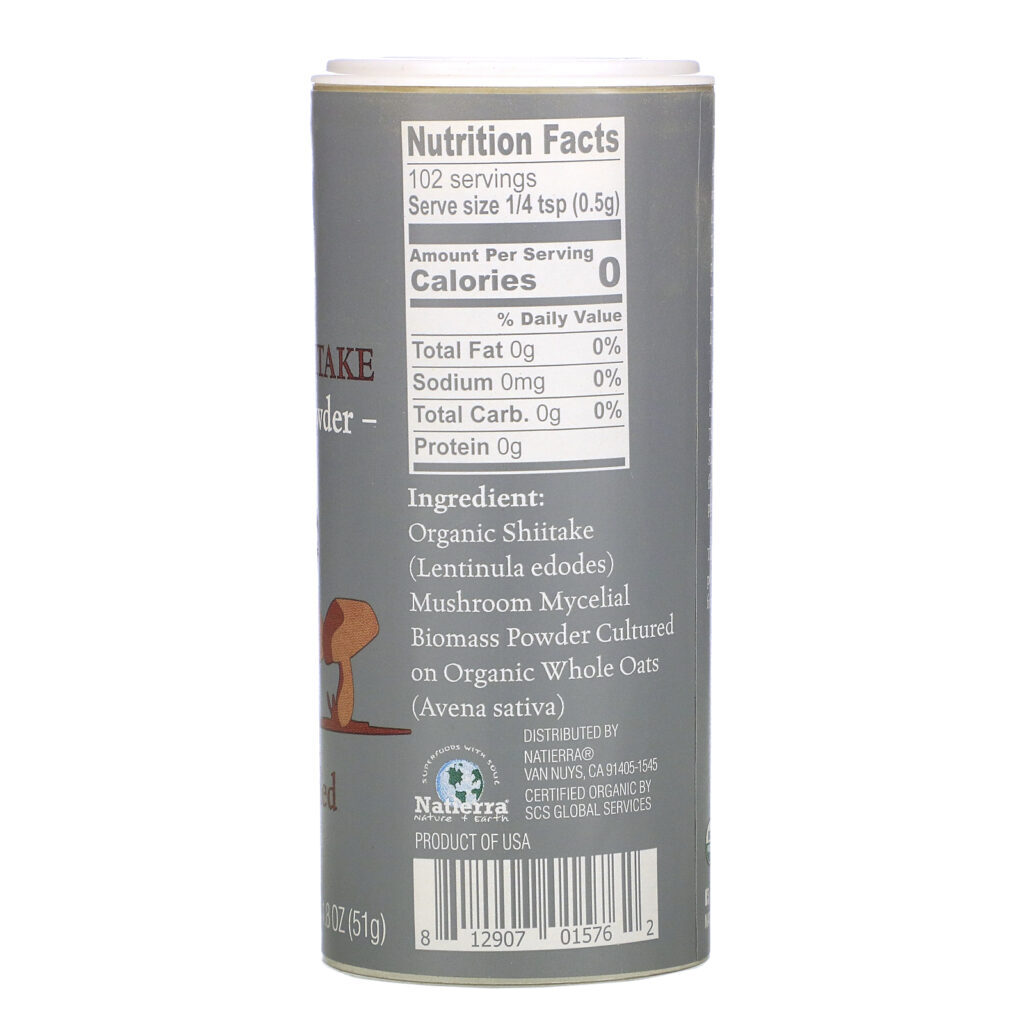 Natierra, Organic Shiitake Mushroom Powder, 1.8 oz (51 g) - Imagem 2