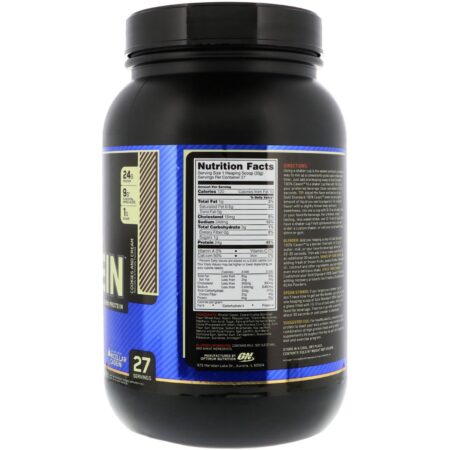 Optimum Nutrition, Gold Standard 100% Casein, Cookies and Cream, 2 lbs (909 g) - Image 2