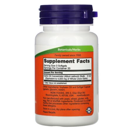 Now Foods, Garlic Oil, 1,500 mg, 100 Softgels - Image 2