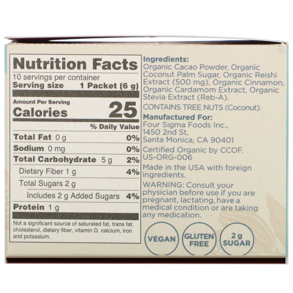 Four Sigmatic, Mushroom Cacao Mix with Reishi, 10 Packets, 0.21 oz (6 g) Each - Imagem 2