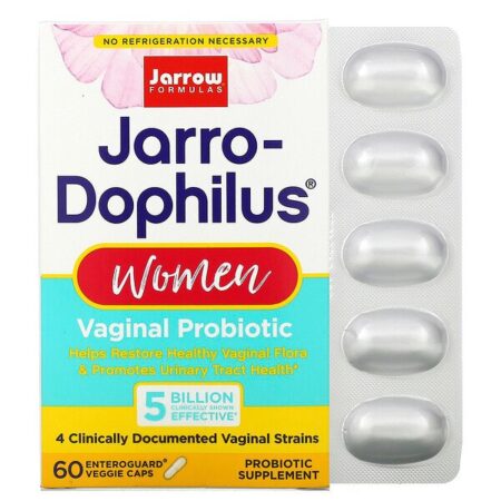 Jarrow Formulas, Jarro-Dophilus, Probiótico Vaginal, Mulheres, 5 Bilhões, 60 Cápsulas Vegetais Revestidas Entericamente