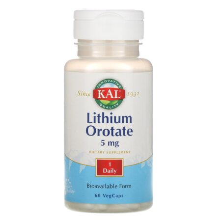 KAL, Orotato de Lítio, 5 mg, 60 Cápsulas Vegetais