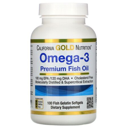 California Gold Nutrition, Ômega-3, Óleo de Peixe Premium, 100 Cápsulas Softgel de Gelatina de Peixe