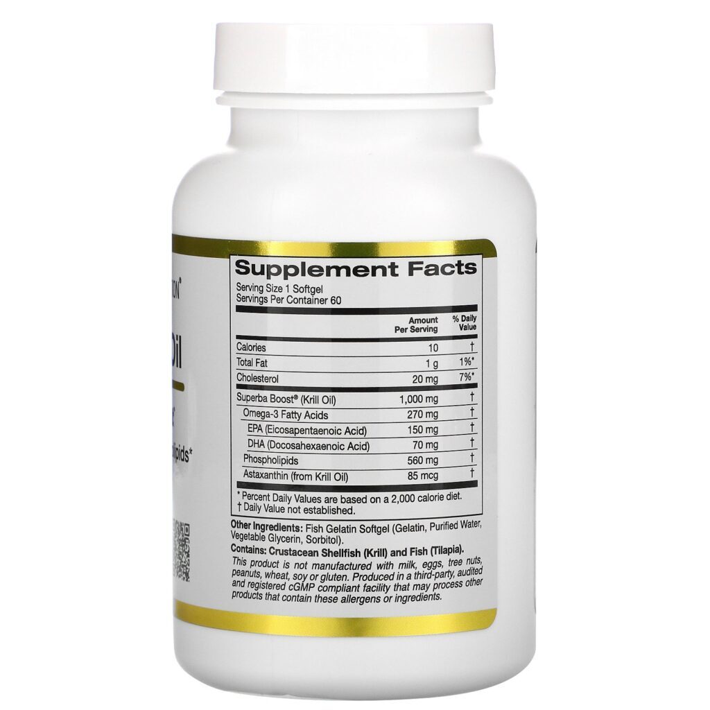 California Gold Nutrition, Óleo de Krill Premium SUPERBABoost®, 1.000 mg, 60 Cápsulas Softgel - Imagem 2