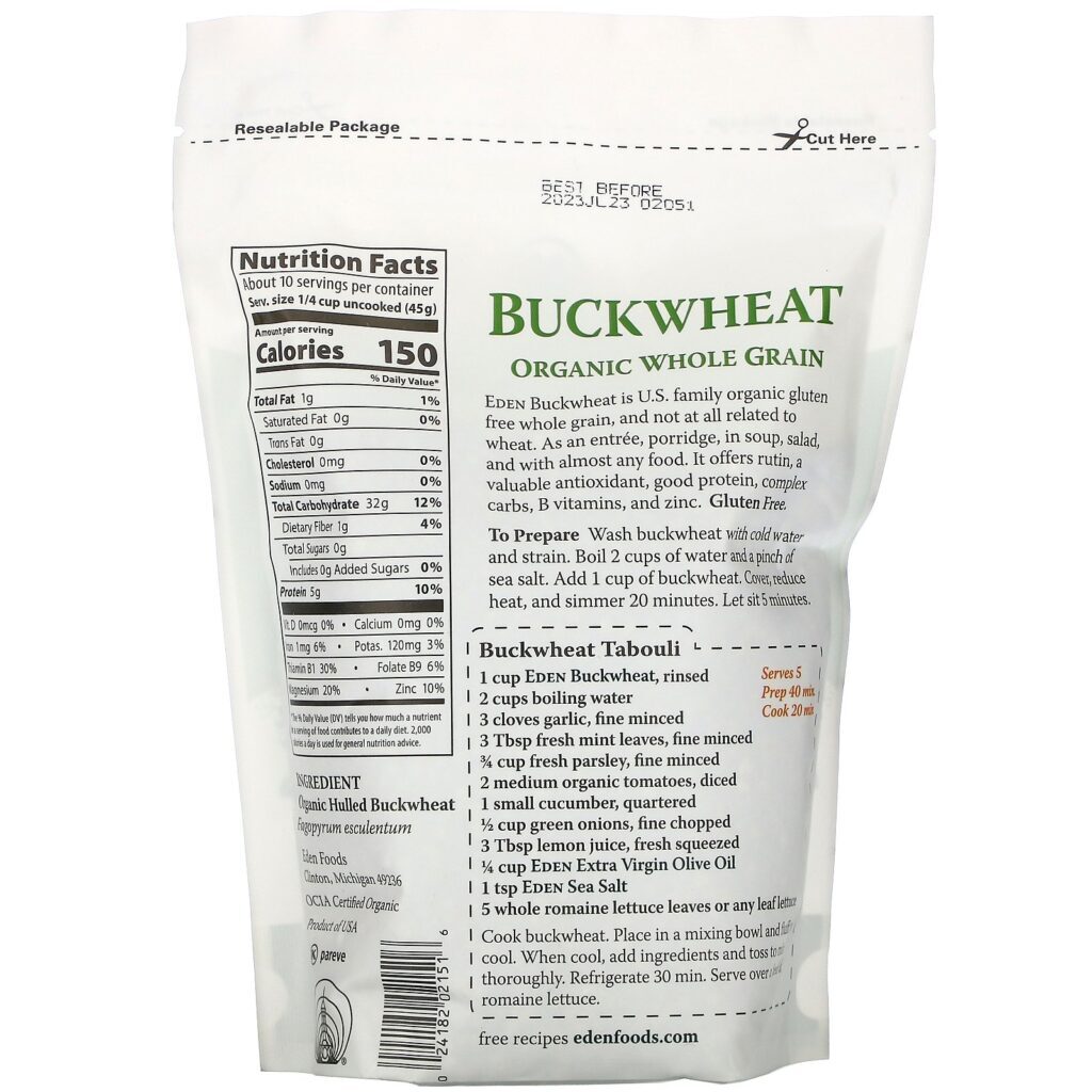 Eden Foods, Buckwheat, Organic Whole Grain, 16 oz (454 g) - Imagem 2