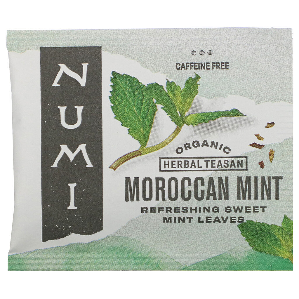 Numi Tea, Organic Herbal Teasan, Moroccan Mint, Caffeine Free, 18 Tea Bags, 1.40 oz (39.6 g) - Imagem 3