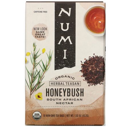 Numi Tea, Organic Herbal Teasan, Honeybush, Caffeine Free, 18 Tea Bags, 1.52 oz (43.2 g)