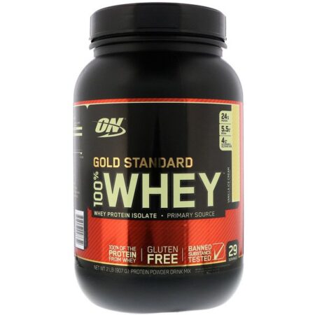 Optimum Nutrition, Gold Standard 100% Whey, Sorvete de Baunilha, 907 g (2 lbs)