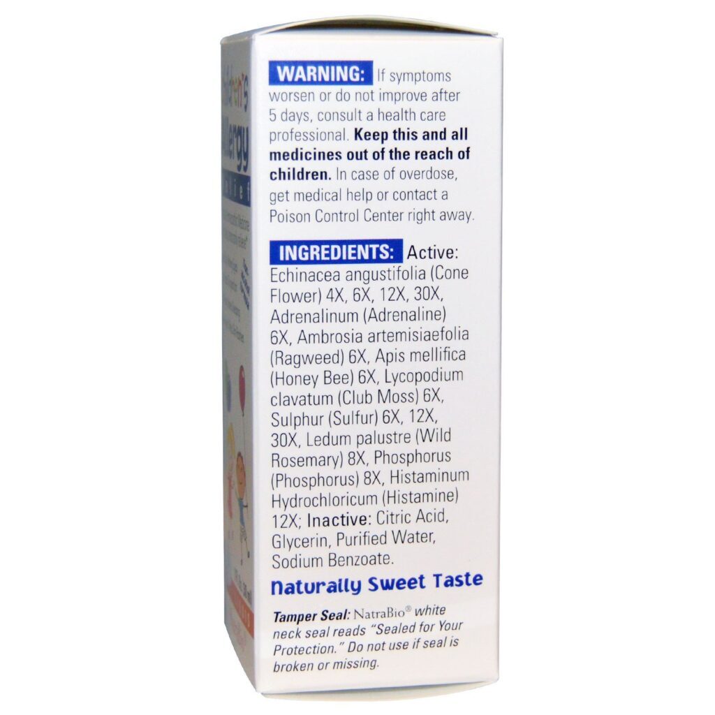 NatraBio, Alívio de Alergias para Crianças, Fórmula Não Alcoólica, Líquido, 1 fl oz (30 ml)