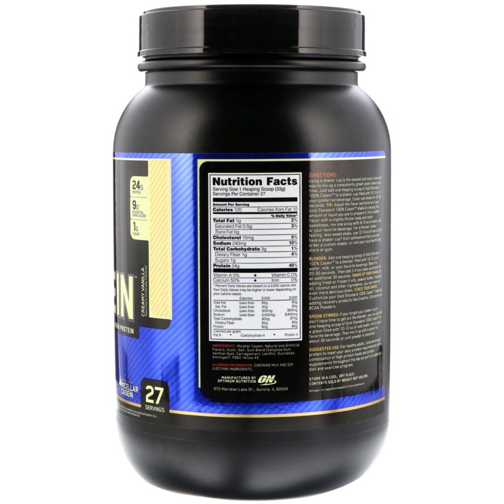 Optimum Nutrition, Gold Standard 100% Caseína, Baunilha Cremosa, 909 g (2 lbs) - Imagem 2