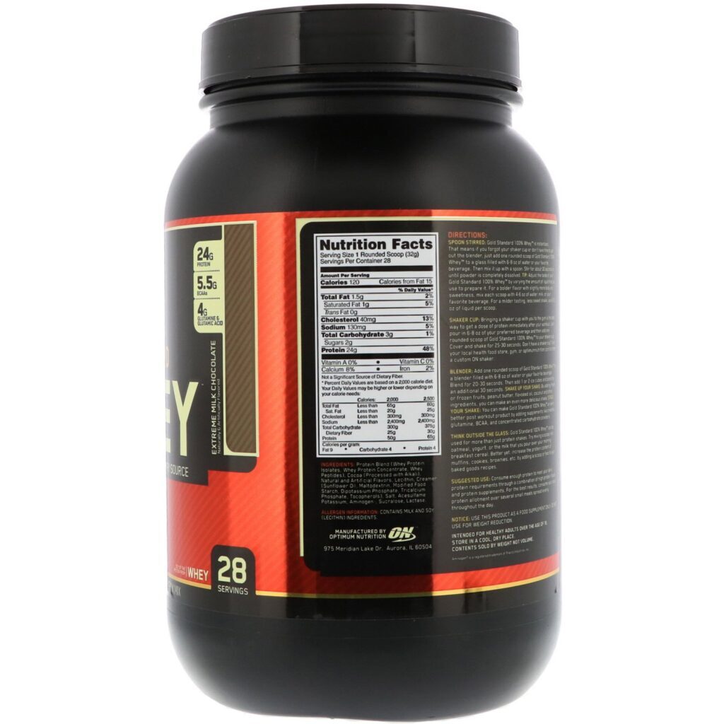 Optimum Nutrition, Gold Standard 100% Whey, Chocolate ao Leite, 909 g (2 lb) - Imagem 2