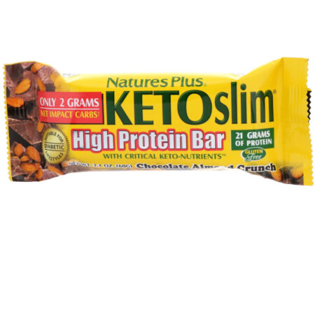 Nature's Plus, KETOslim, Barra de Alto Teor de Proteína, Chocolate e Amêndoas Crocantes, 12 Barras, 60 g (2,1 oz) Cada - Imagem 4
