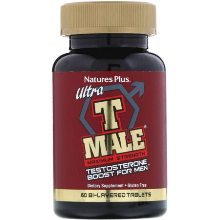 Nature's Plus, T-Macho Ultra, Impulsionador de Testosterona para Homens, Força Máxima, 60 Tabletes Bi-Camadas