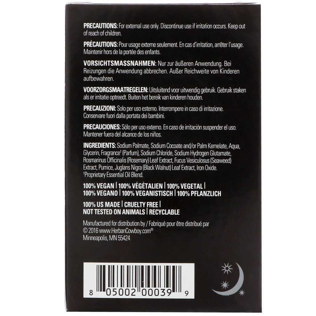 Herban Cowboy, Sabonete Moído Desodorante, Noite, 5 oz (140 g) - Imagem 2
