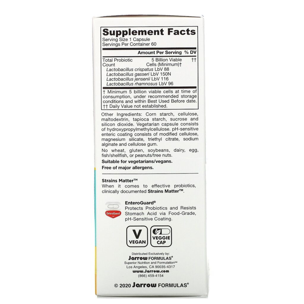 Jarrow Formulas, Jarro-Dophilus, Probiótico Vaginal, Mulheres, 5 Bilhões, 60 Cápsulas Vegetais Revestidas Entericamente - Imagem 2