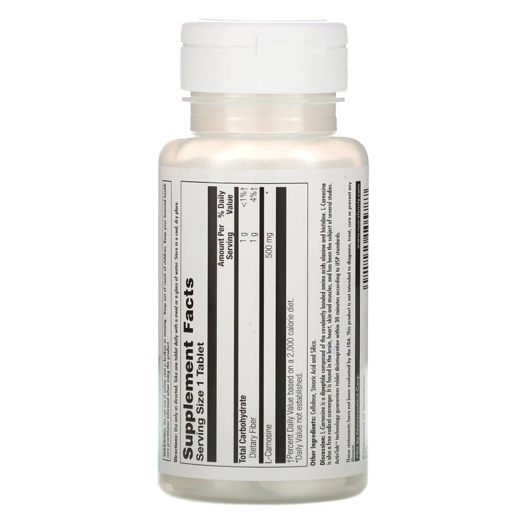 KAL, L-Carnosine, 500 mg, 30 Tablets - Imagem 2
